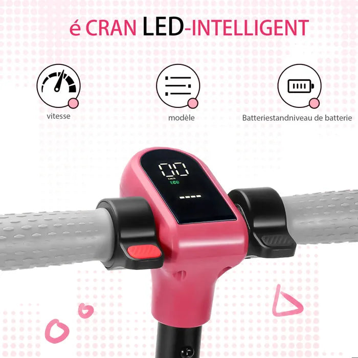 Trottinette électrique Vankel pour enfants de 6 à 14 ans, 12 km/h, rose, écran LED - Image 4