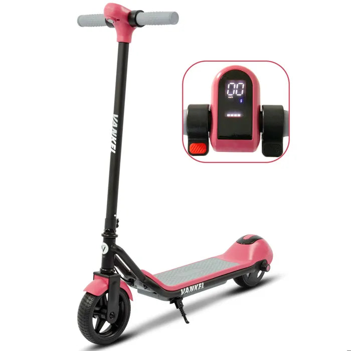 Trottinette électrique Vankel pour enfants de 6 à 14 ans, 12 km/h, rose, écran LED